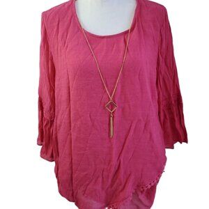 JM Collection Womens XL Pink Tunic Blouse Top